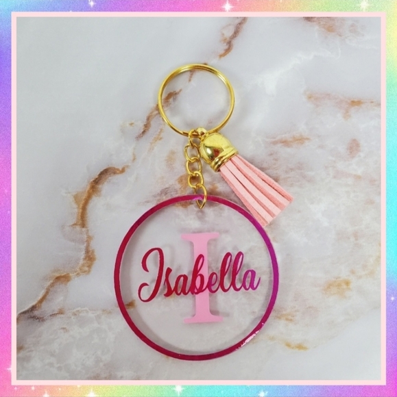 Handmade Custom Keychain with Name and Glitter Vinyl - Picture 1 of 5